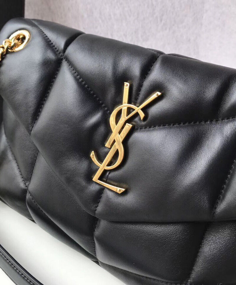 Saint Laurent Loulou Puffer Small Bag In Quilted Lambskin Black